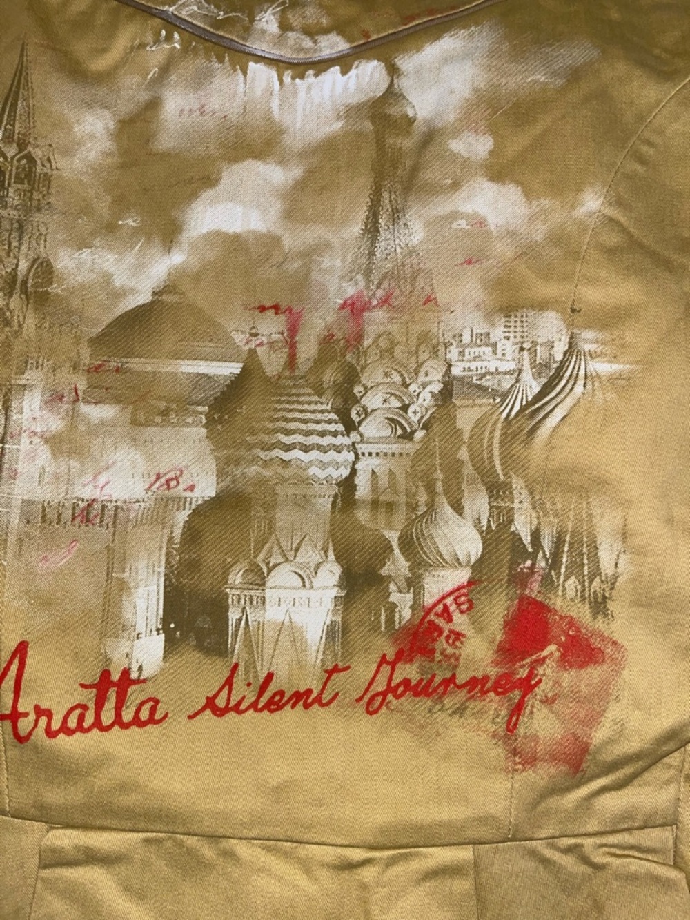 Aratta Tan Peplum Jacket with Artistic Back Motif Large - Picture 5 of 9